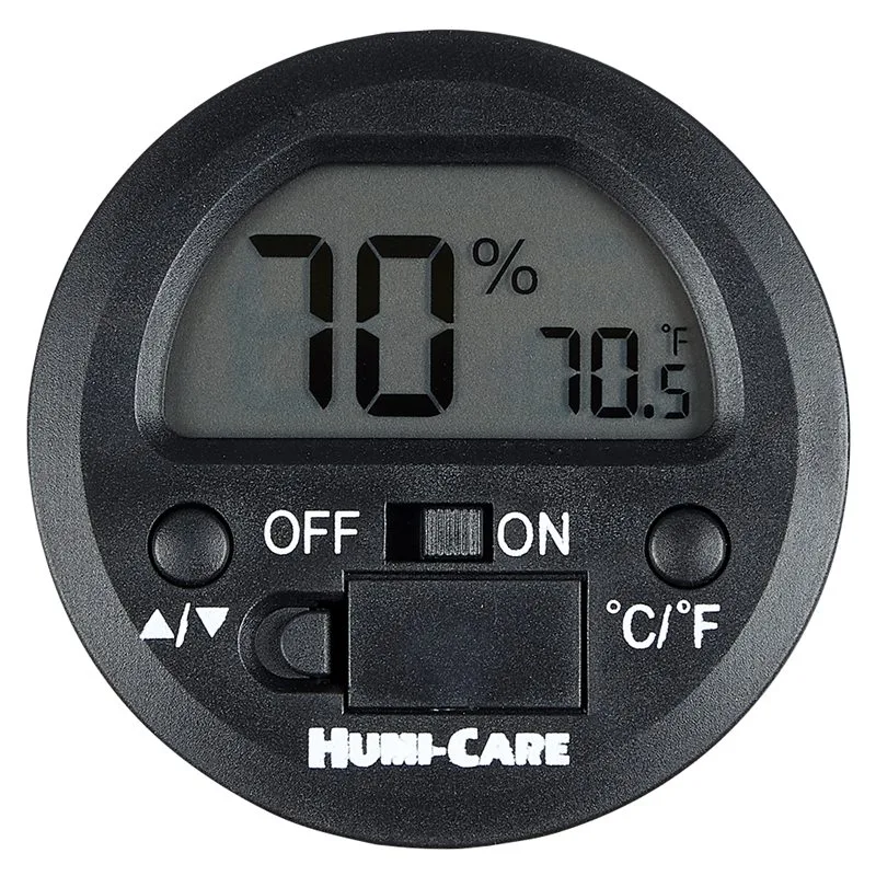 Humi-Care Black Ice Round Digital Hygrometer